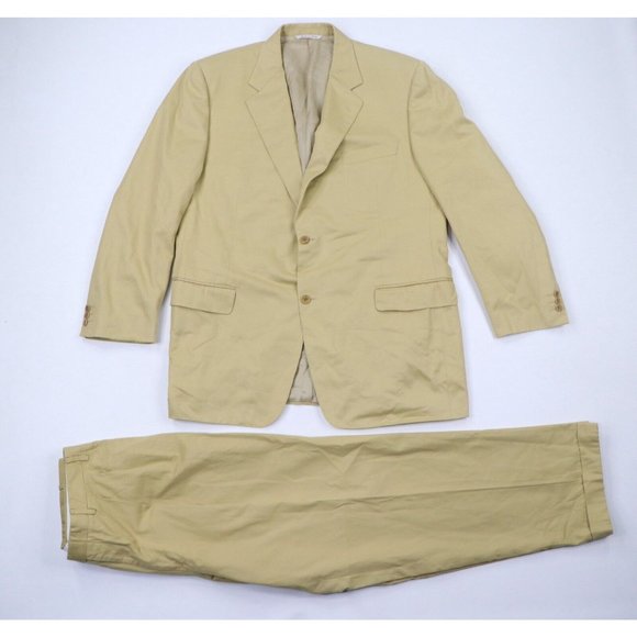 Canali Mens 46R 36x30 2 Piece Suit Coat Blazer Jacket Dress Pants Tan Brown